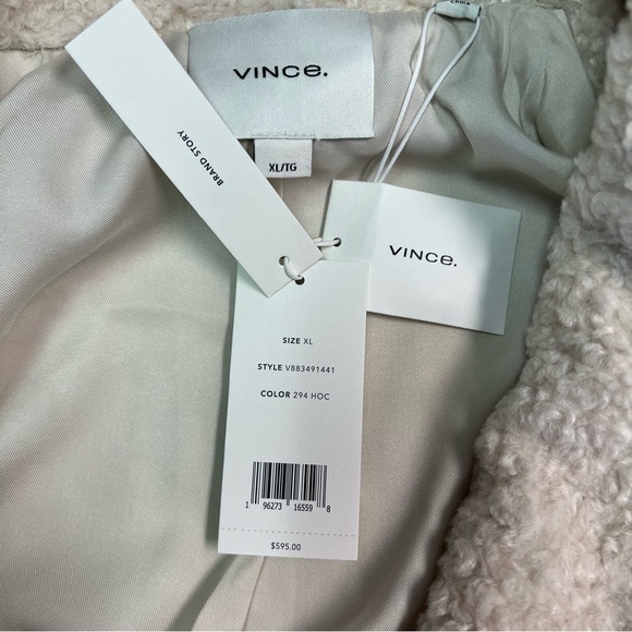 Vince Cream Teddy Faux Fur Jacket Coat for Women Size XL - Picture 7 of 13